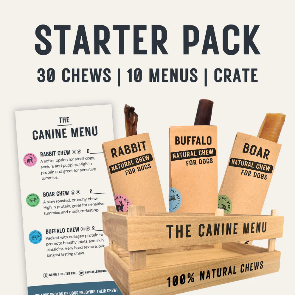 The Canine Menu Starter Pack (30 dog chews + 10 menus + crate)